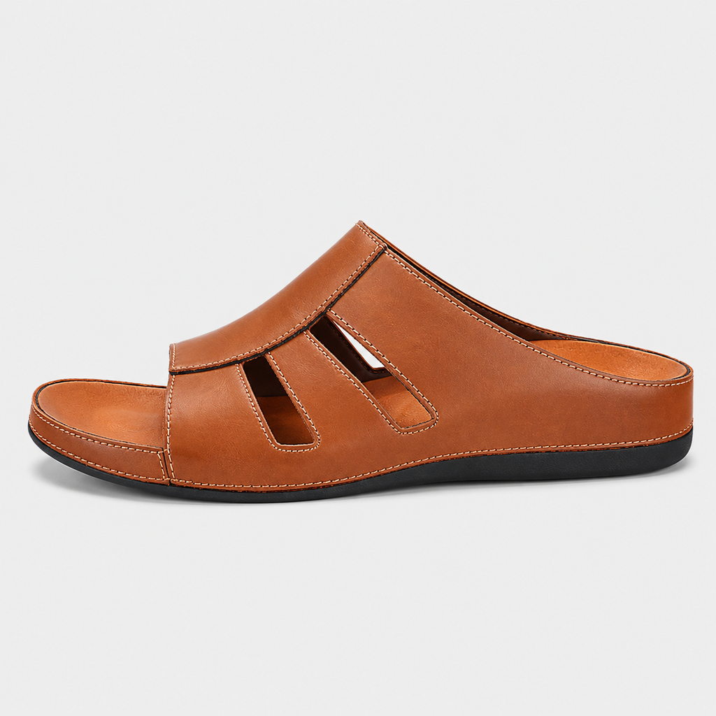 Jakub | Men's Leather Slides – Classic Comfortable Casual Footwear