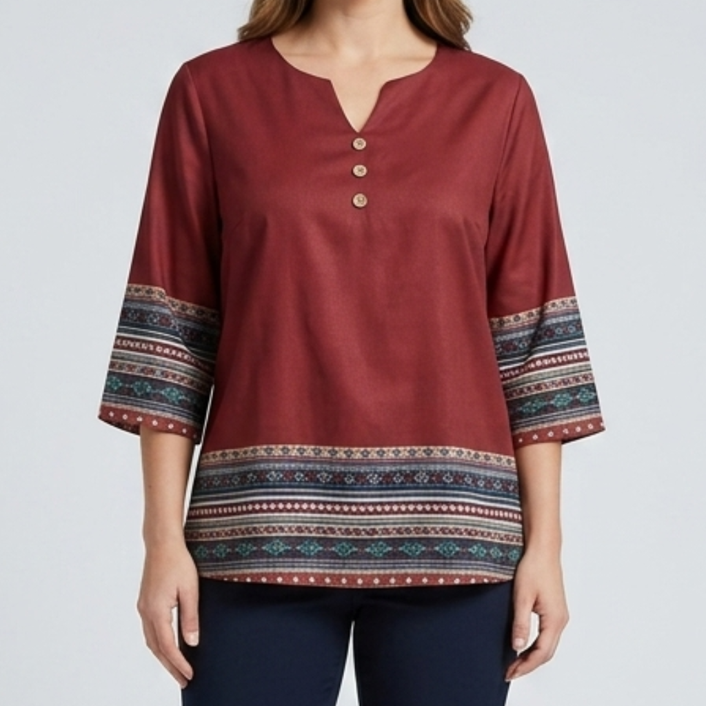 Alicja | Women's Plus Size Button-Up Blouse – Elegant Boho Shirt
