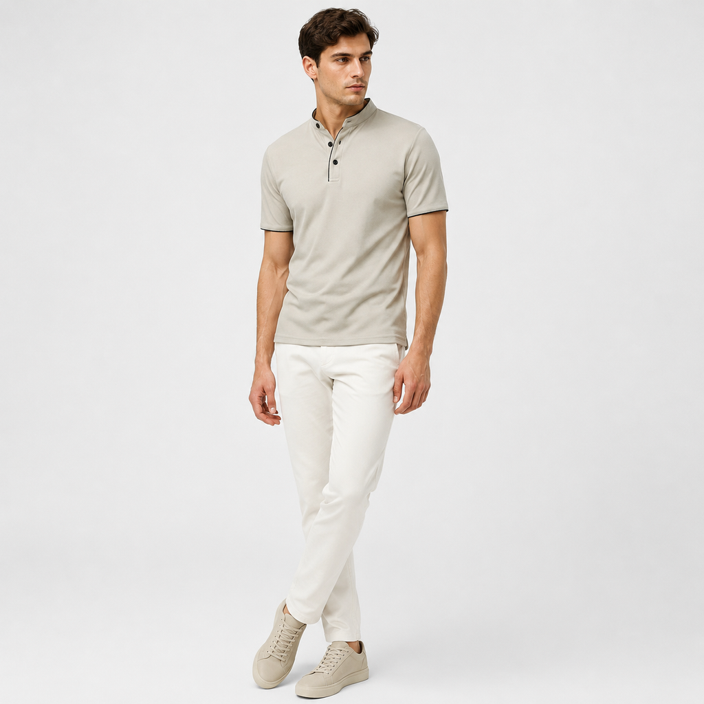 Marek | Men's Polo Shirt – Minimalist Stand-Up Collar Design