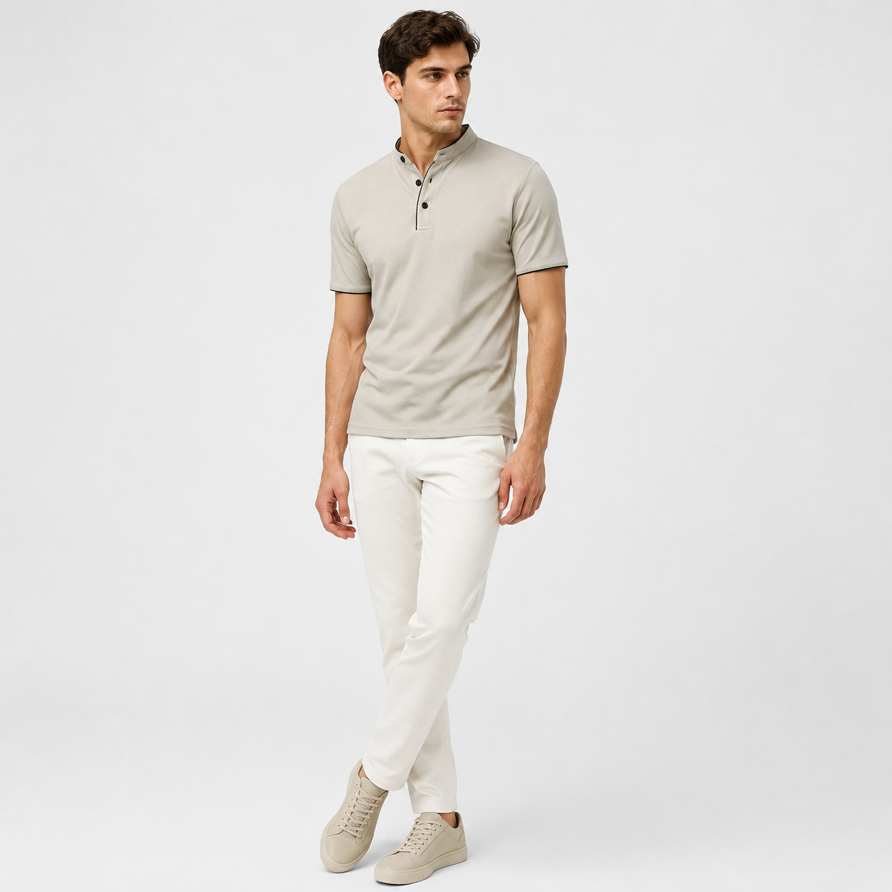 Marek | Men's Polo Shirt – Minimalist Stand-Up Collar Design