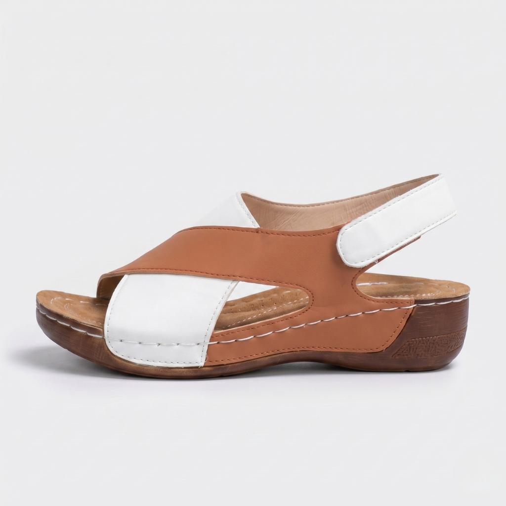 Aldona | Women's Wedge Sandals – Crossover Straps and Adjustable Heel Strap