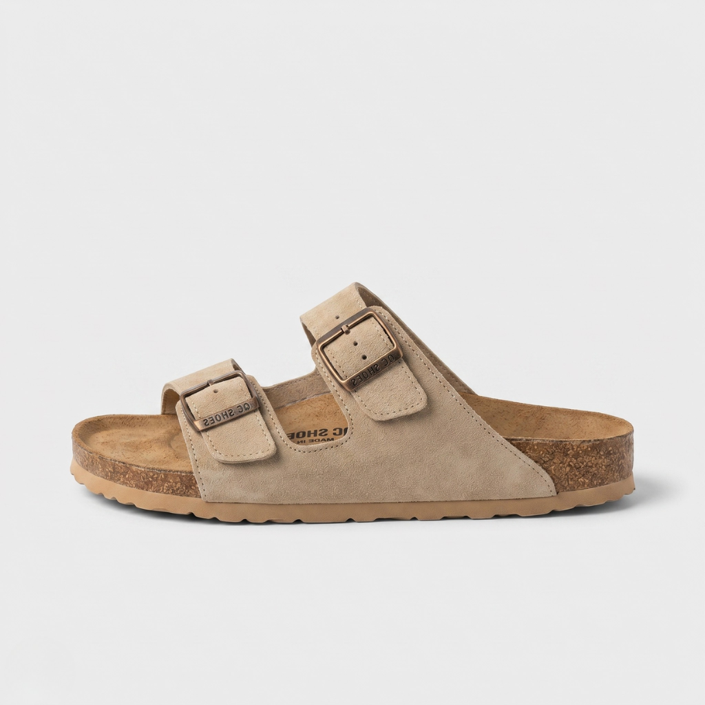 Floria | Women's Double-Strap Slides – Adjustable Buckles and Contoured Insole