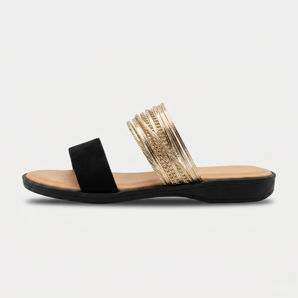 Halina | Women's Slides with Decorative Straps – Open Toe and Slip-On Design