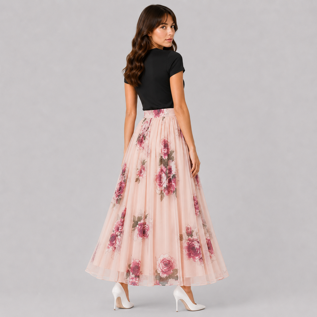 Rika | Women's Long Skirt – Floral Flowy Style