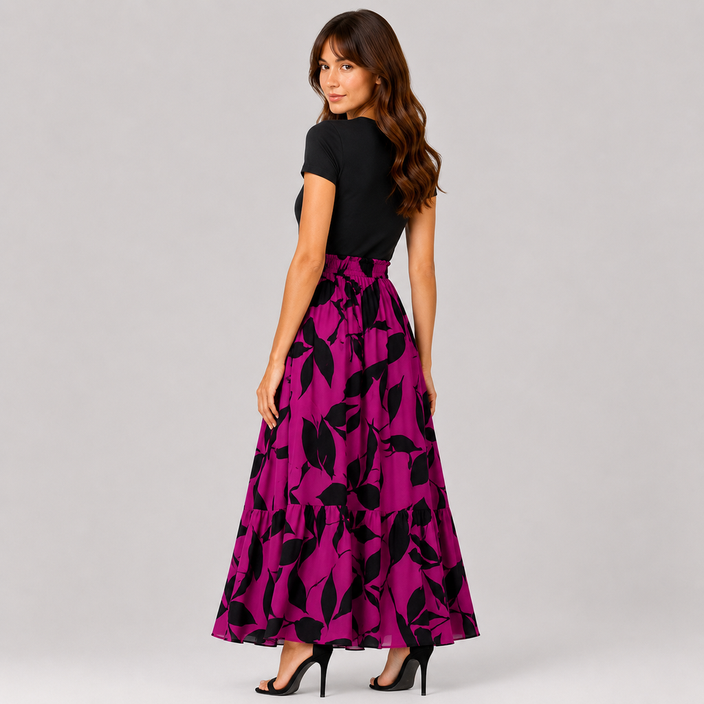Nasha | Women's Long Skirt – Flowy Style with Bold Pattern