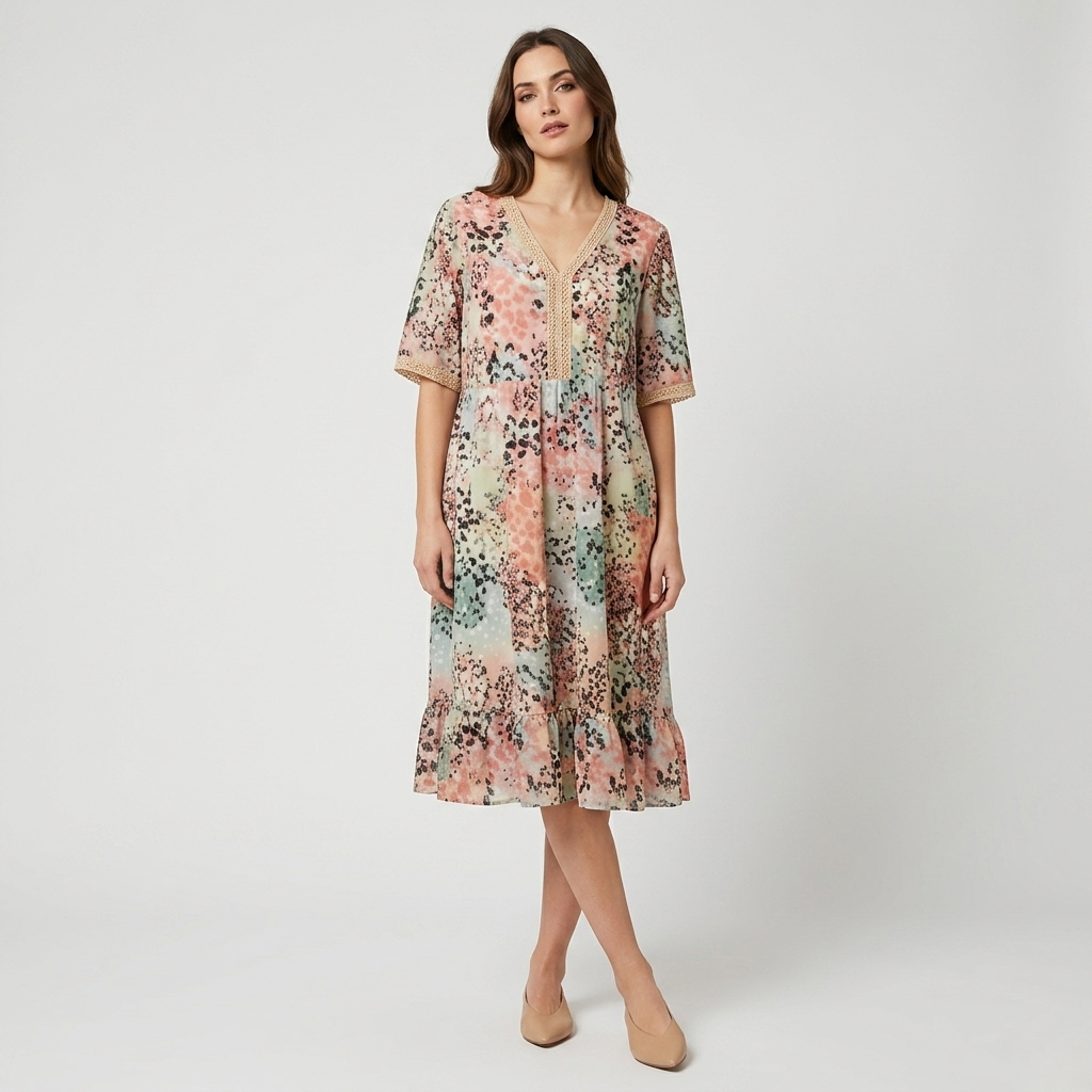 Zofia | Women's Dress – Flowy Maxi Dress with V-Neck