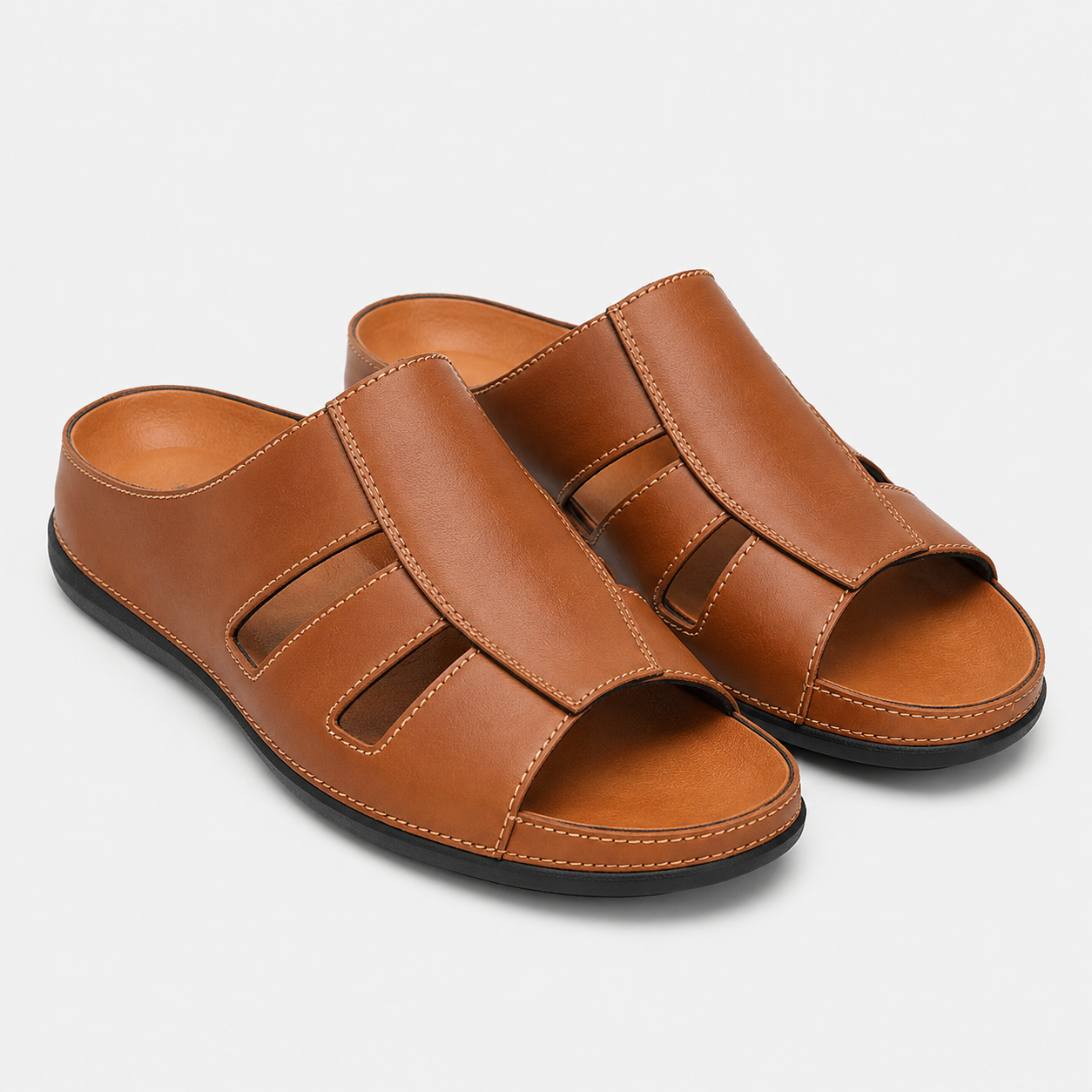 Jakub | Men's Leather Slides – Classic Comfortable Casual Footwear