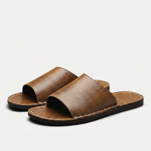 Borys | Heren leren slippers – Klassieke casual instapsandalen