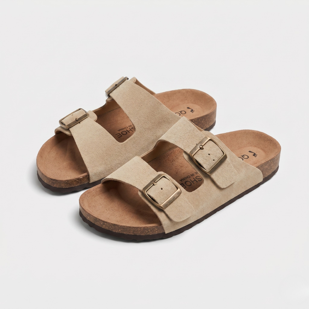 Floria | Women's Double-Strap Slides – Adjustable Buckles and Contoured Insole