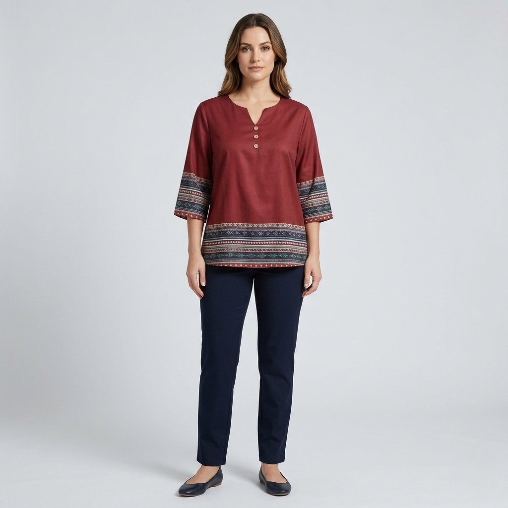 Alicja | Women's Plus Size Button-Up Blouse – Elegant Boho Shirt