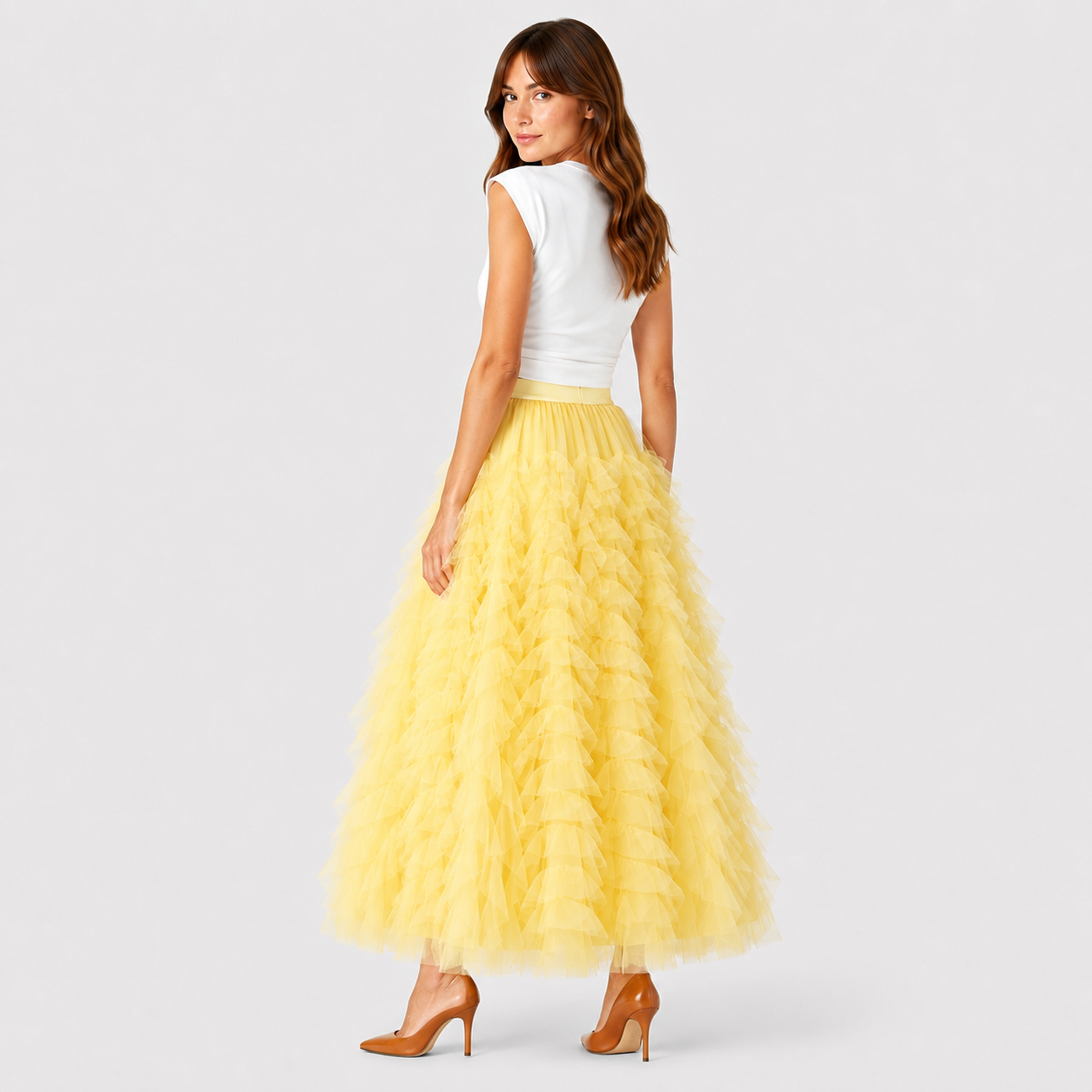 Bianka | Women's Long Skirt – Tulle Style with Layered Ruffles