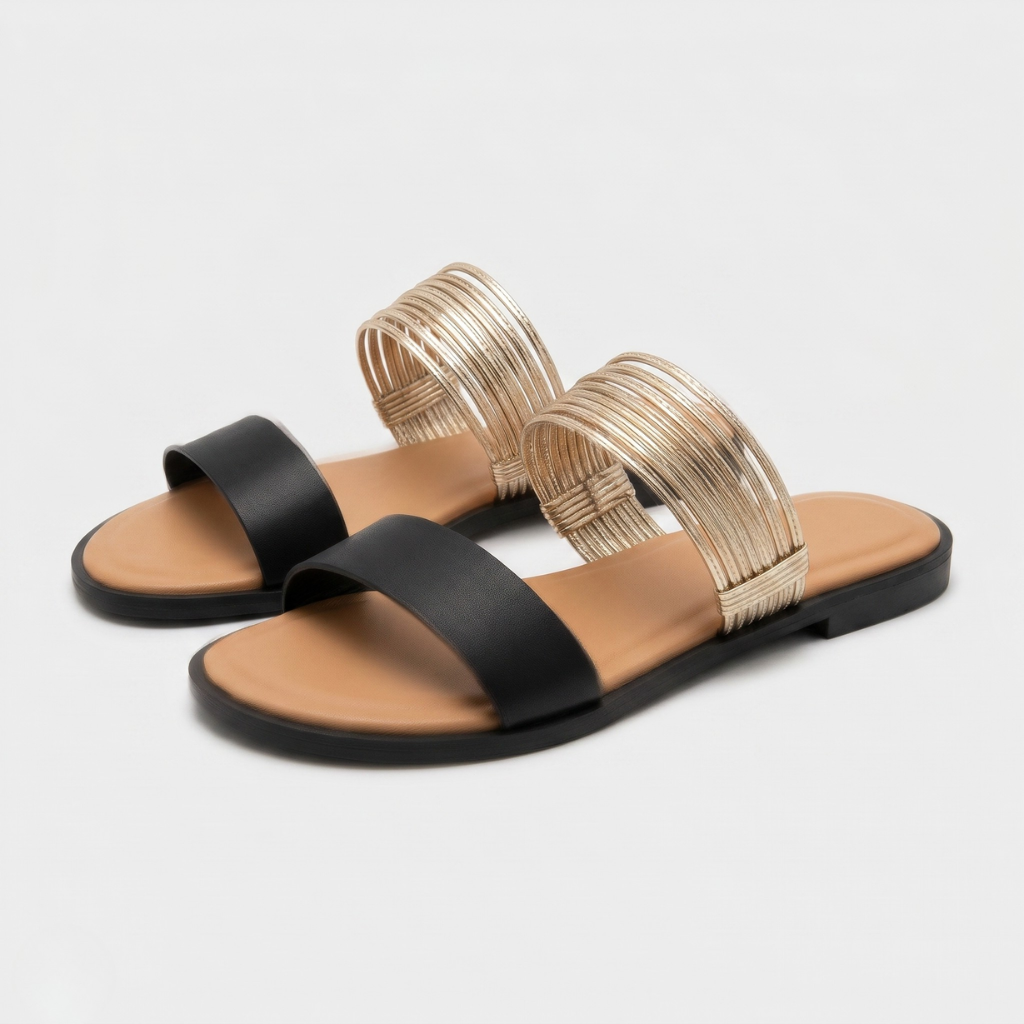 Halina | Women's Slides with Decorative Straps – Open Toe and Slip-On Design