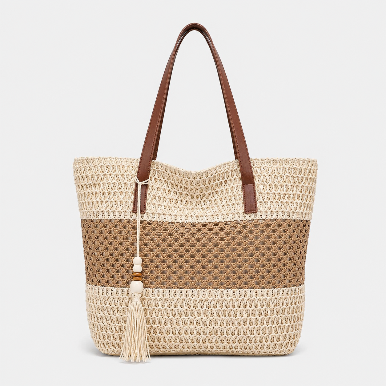 Selena | Women's Woven Beach Shopper Bag – Lightweight Summer Boho Tote