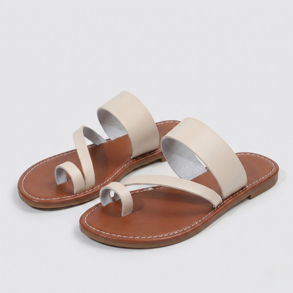 Hania | Women's Minimalist Slides – Open Toe with Toe Strap