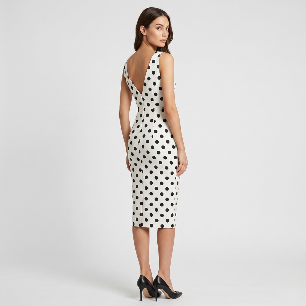 Miya | Women's Polka Dot Midi Dress – Wrap Neckline and Waist Tie