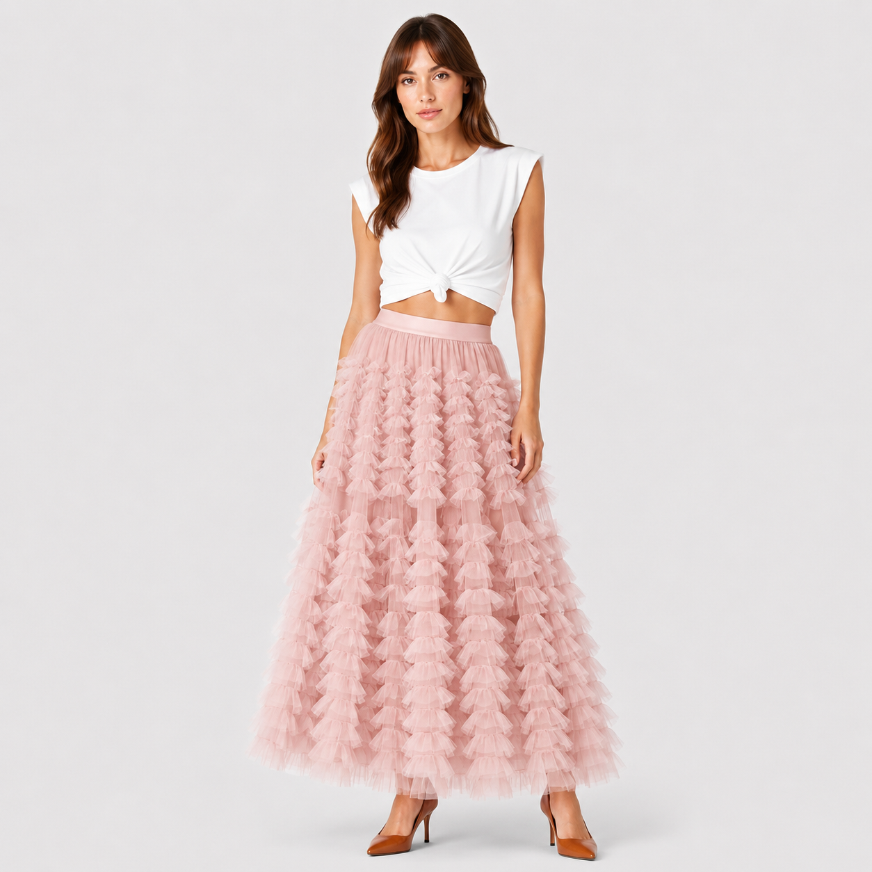 Bianka | Women's Long Skirt – Tulle Style with Layered Ruffles