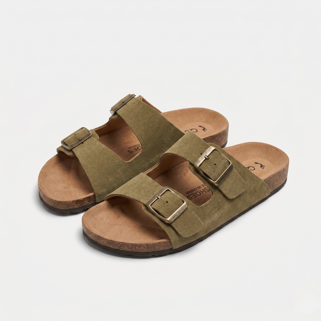 Floria | Women's Double-Strap Slides – Adjustable Buckles and Contoured Insole