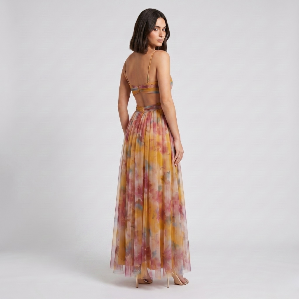 Zofia | Women's Long Printed Dress – Wrap Neckline and Flowy Cut for Summer