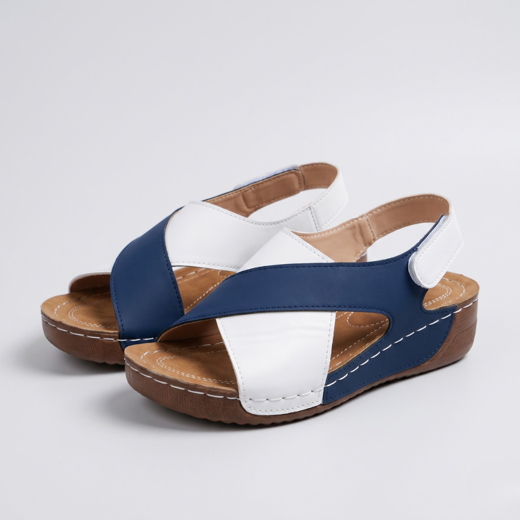 Aldona | Women's Wedge Sandals – Crossover Straps and Adjustable Heel Strap