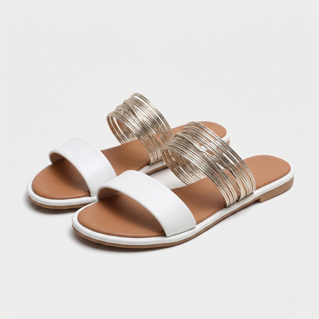 Halina | Women's Slides with Decorative Straps – Open Toe and Slip-On Design