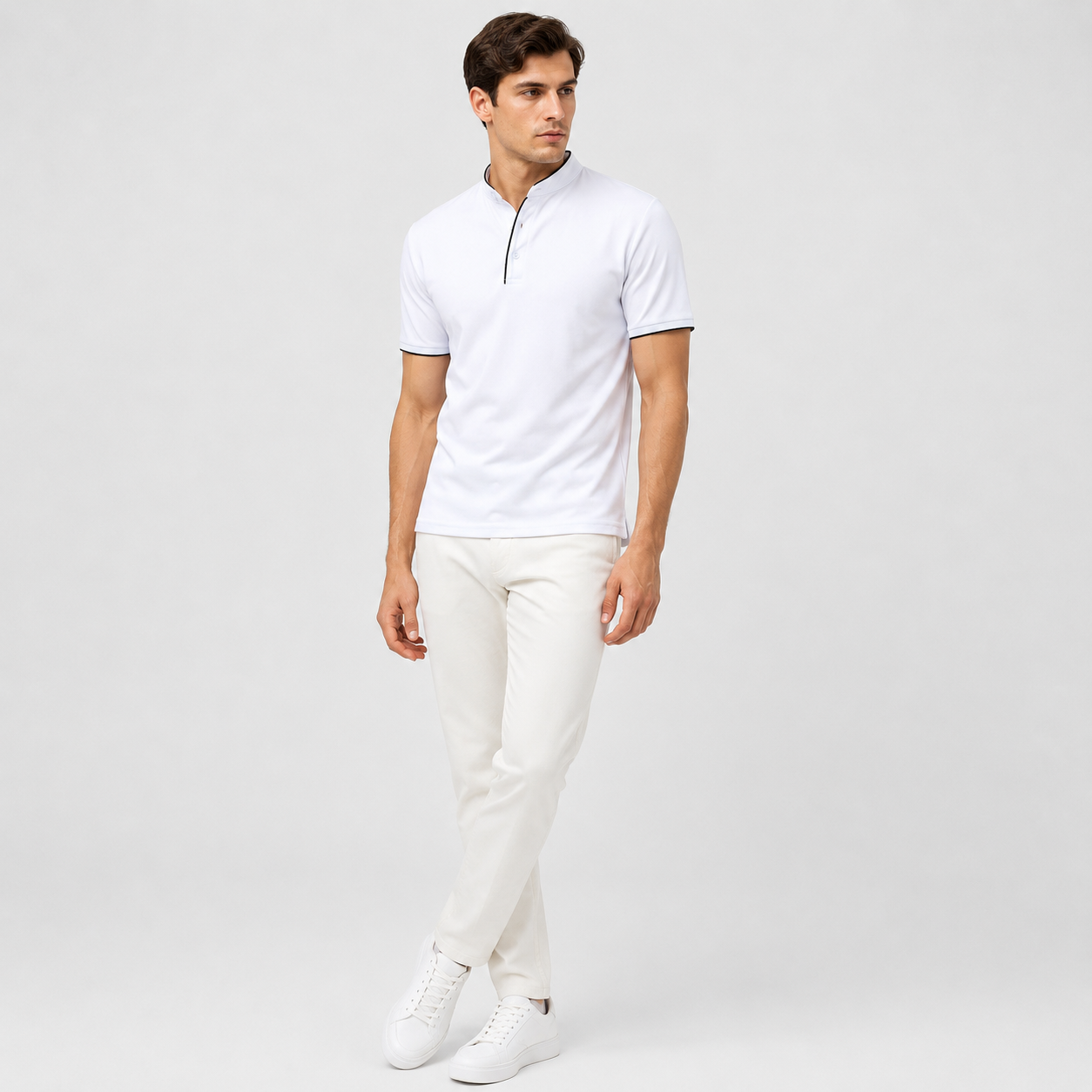 Marek | Men's Polo Shirt – Minimalist Stand-Up Collar Design