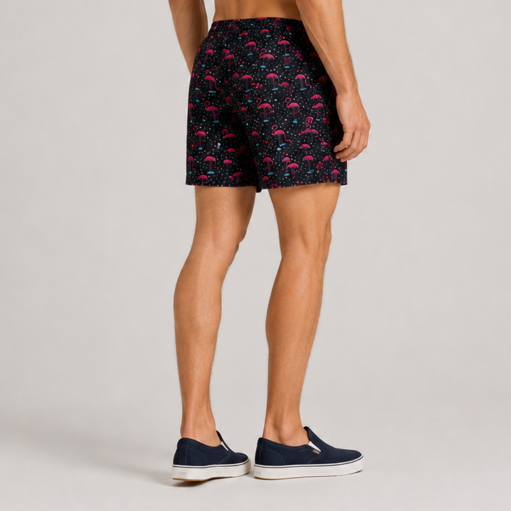 Wictor | Men's Swim Shorts – Quick-Dry with Tropical Flamingo Print