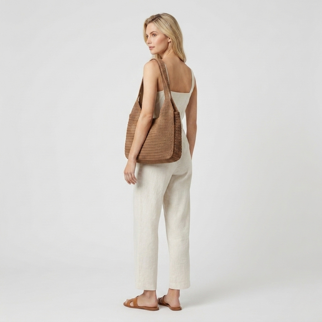 Nika | Women's Woven Shoulder Bag – Boho Crochet Handbag