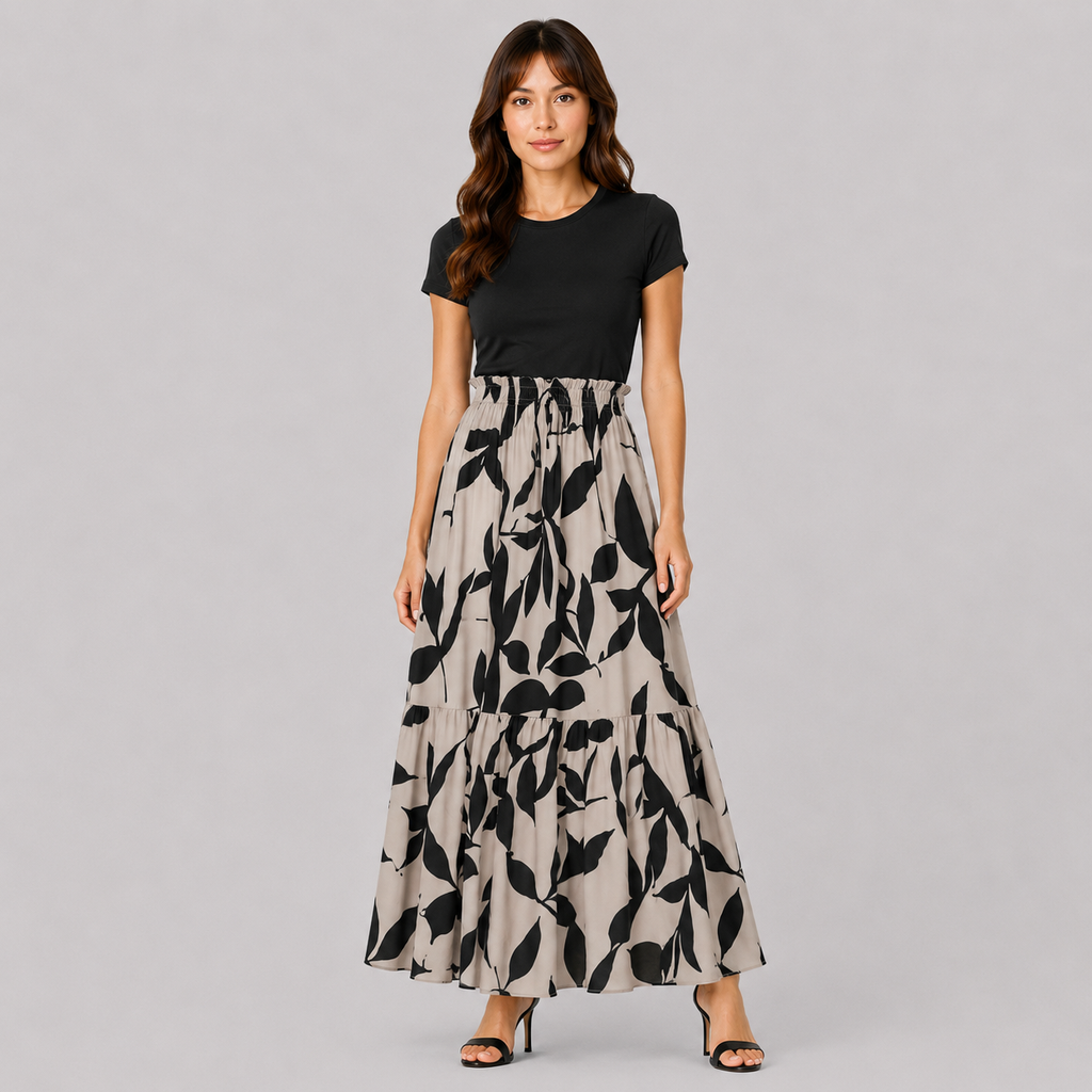 Nasha | Women's Long Skirt – Flowy Style with Bold Pattern