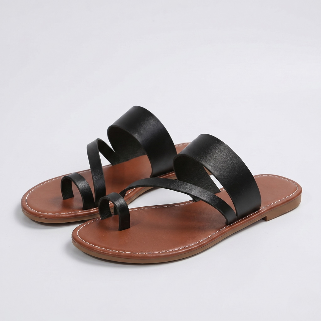 Hania | Women's Minimalist Slides – Open Toe with Toe Strap