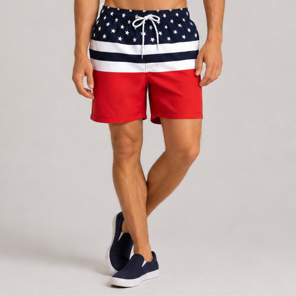 Wictor | Men's Swim Shorts – Quick-Dry with Tropical Flamingo Print