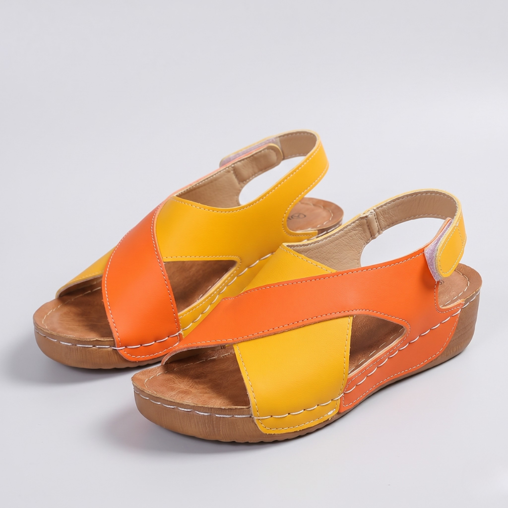 Aldona | Women's Wedge Sandals – Crossover Straps and Adjustable Heel Strap