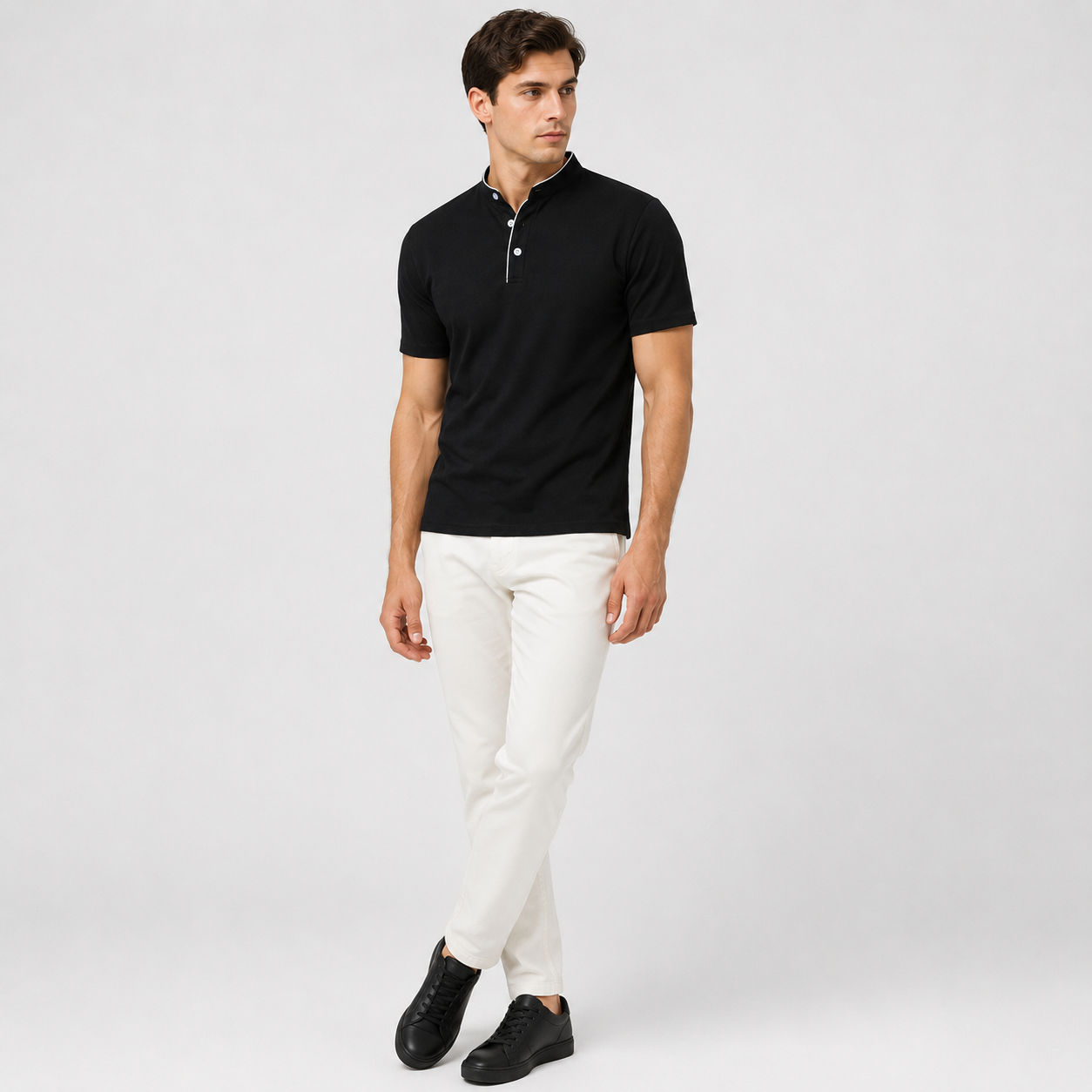 Marek | Men's Polo Shirt – Minimalist Stand-Up Collar Design