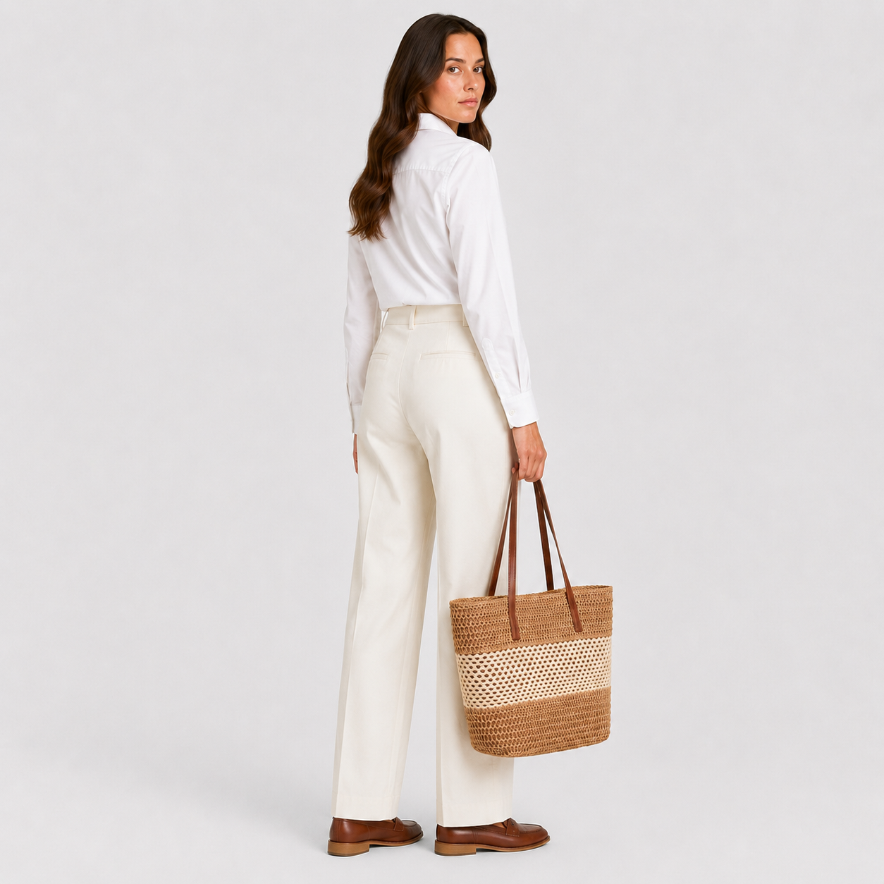 Selena | Women's Woven Beach Shopper Bag – Lightweight Summer Boho Tote