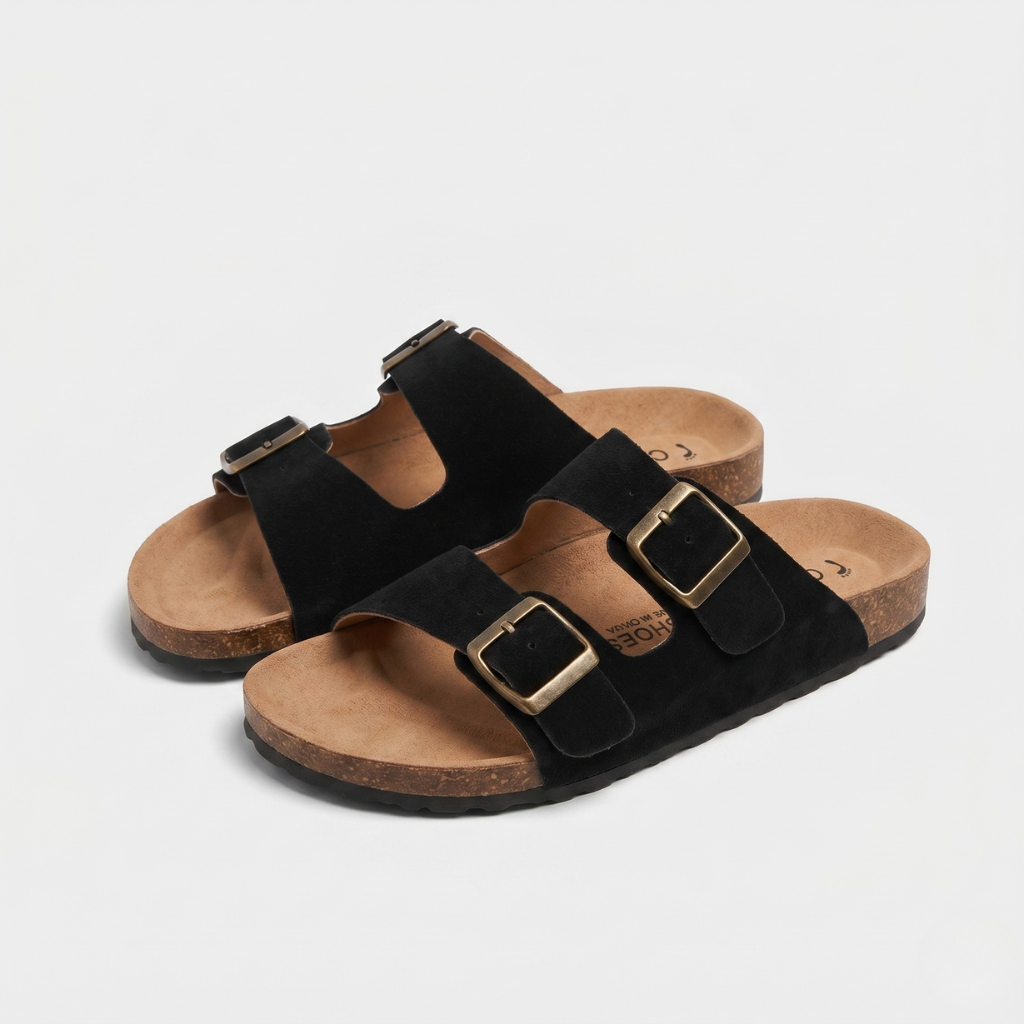 Floria | Women's Double-Strap Slides – Adjustable Buckles and Contoured Insole