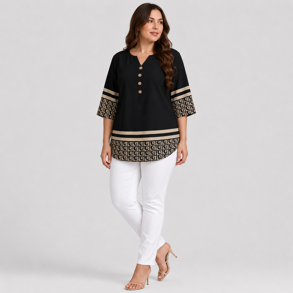 Alicja | Women's Plus Size Button-Up Blouse – Elegant Boho Shirt