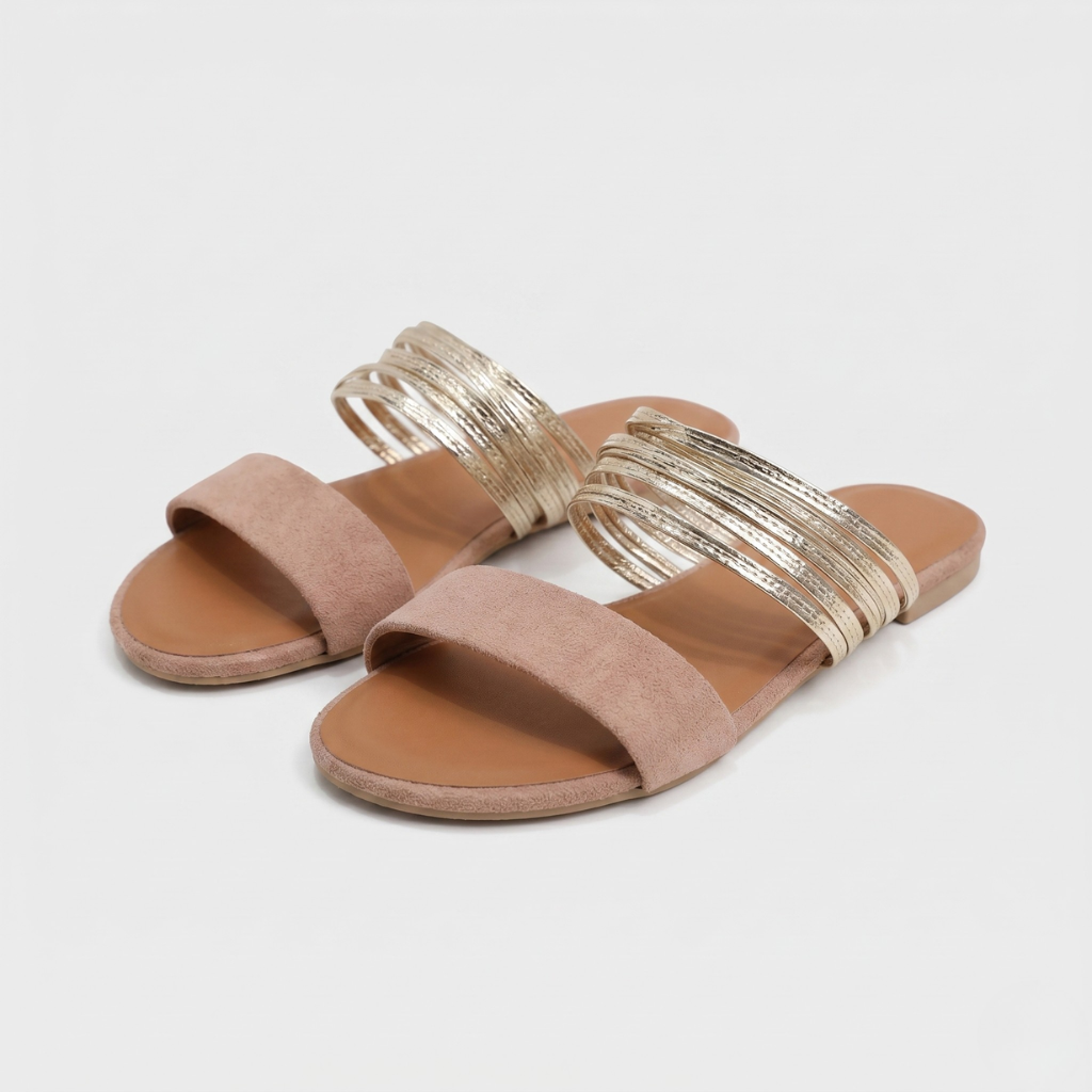 Halina | Women's Slides with Decorative Straps – Open Toe and Slip-On Design