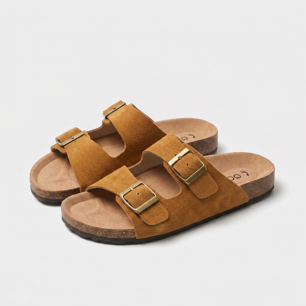 Floria | Women's Double-Strap Slides – Adjustable Buckles and Contoured Insole