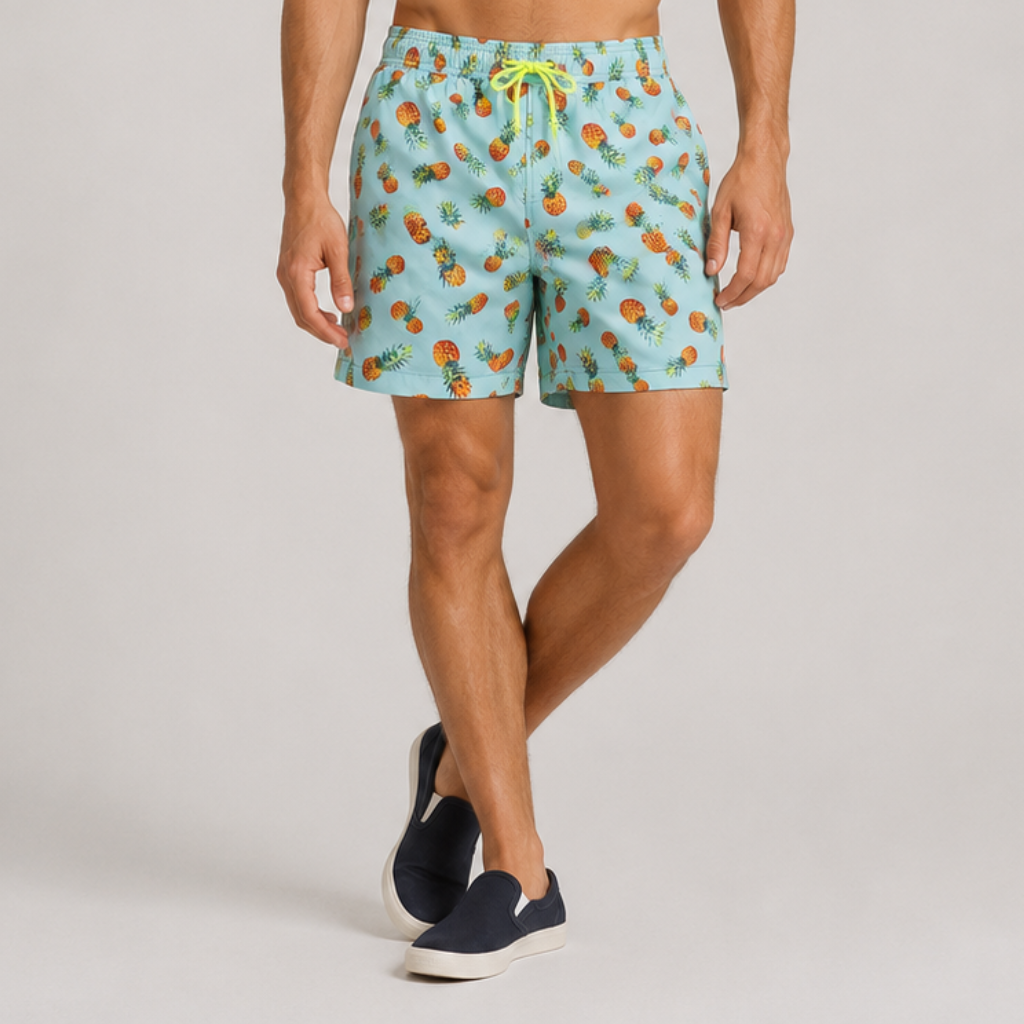 Wictor | Men's Swim Shorts – Quick-Dry with Tropical Flamingo Print