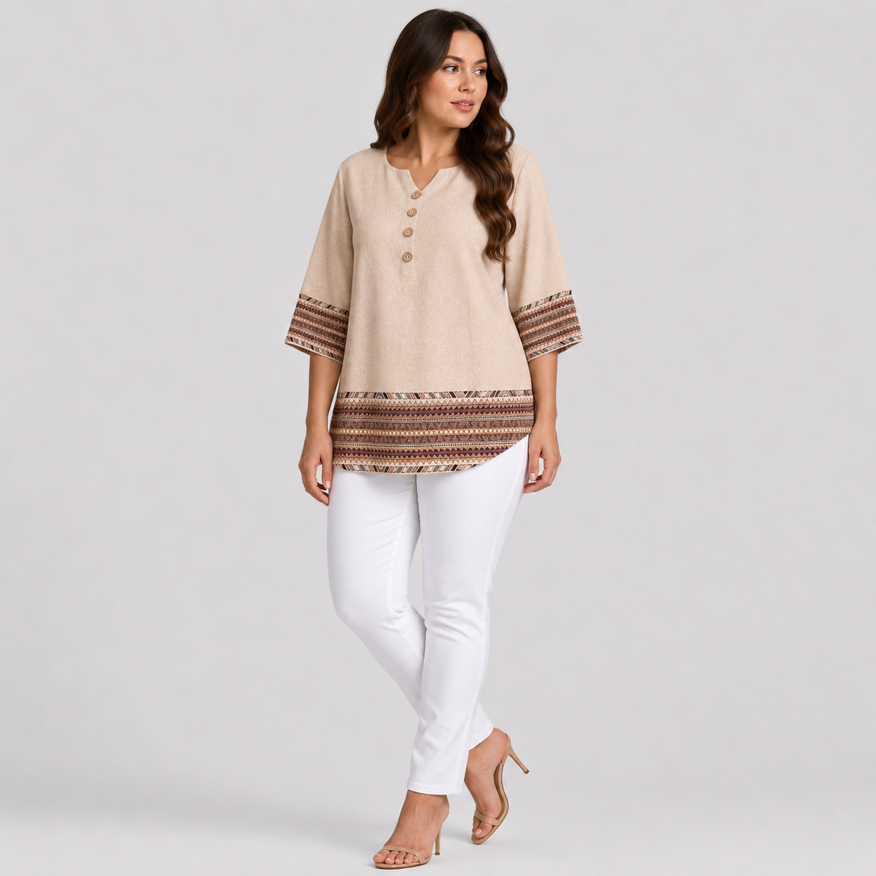 Alicja | Women's Plus Size Button-Up Blouse – Elegant Boho Shirt
