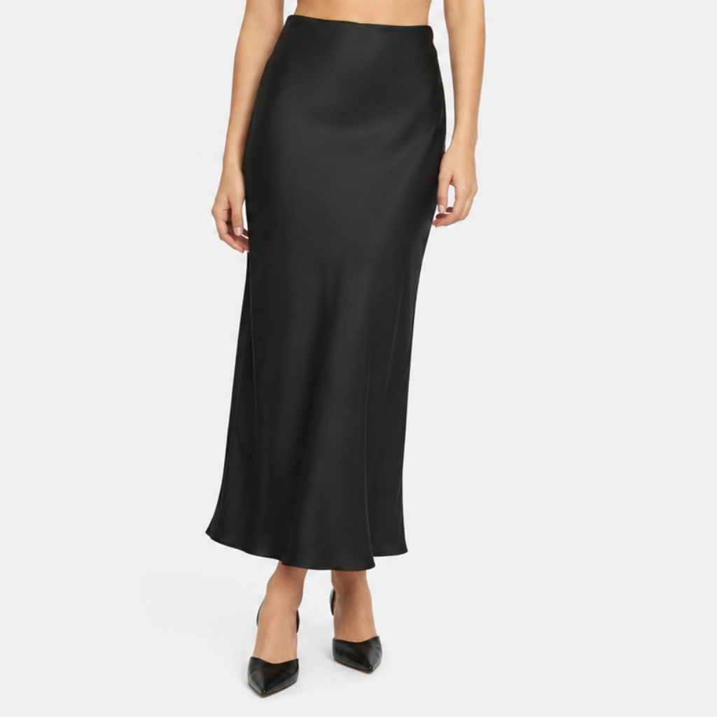 Ria | Women's Midi Skirt with Satin Finish – Lightweight Everyday Cut