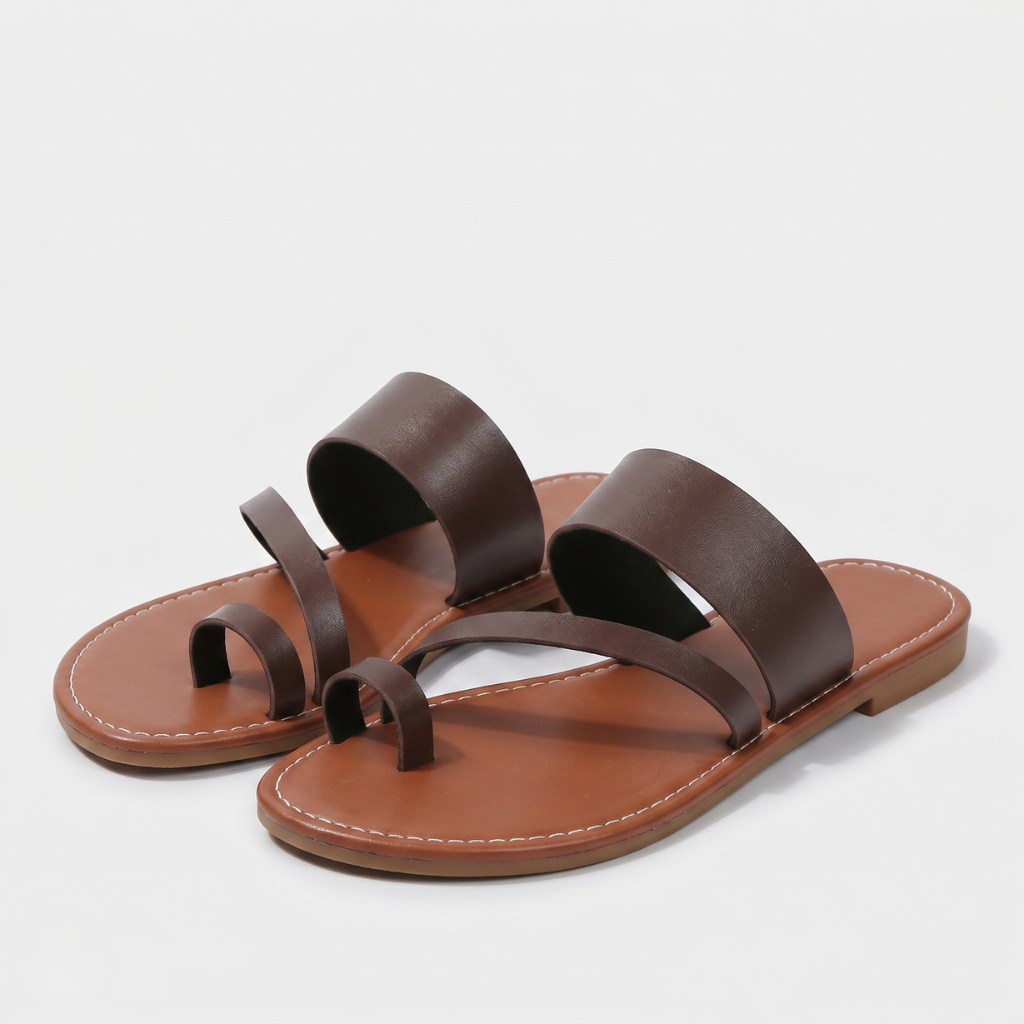 Hania | Women's Minimalist Slides – Open Toe with Toe Strap