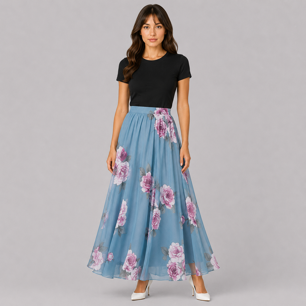 Rika | Women's Long Skirt – Floral Flowy Style