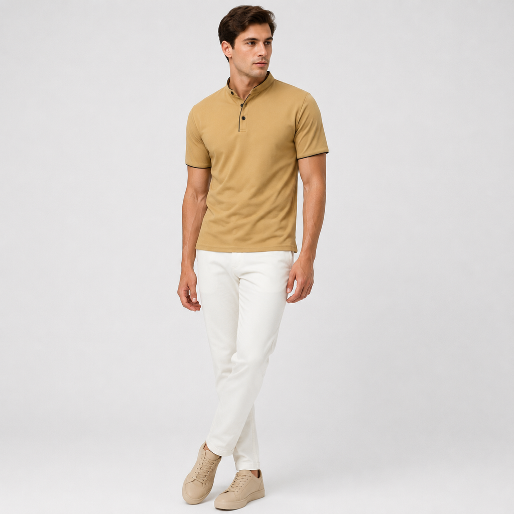 Marek | Men's Polo Shirt – Minimalist Stand-Up Collar Design