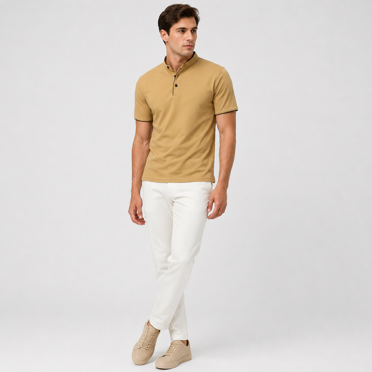 Marek | Men's Polo Shirt – Minimalist Stand-Up Collar Design