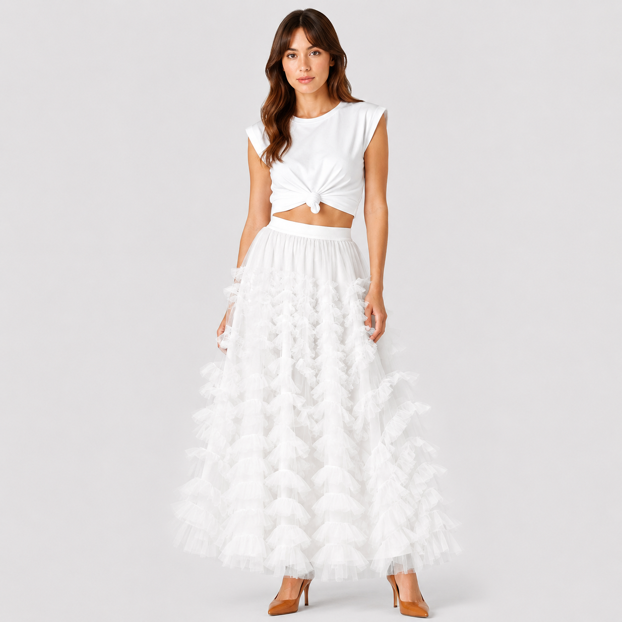 Bianka | Women's Long Skirt – Tulle Style with Layered Ruffles