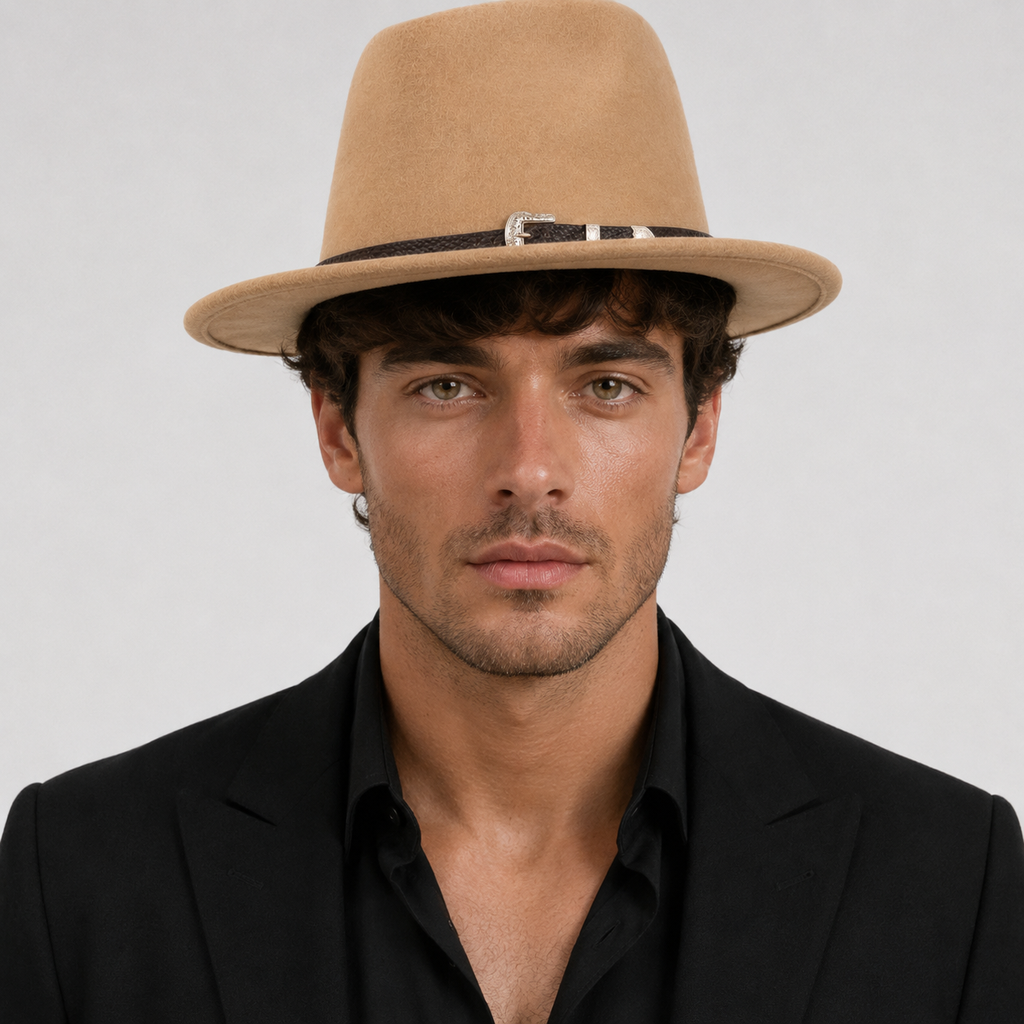 Arek | Men's Jazz Hat – Elegant Felt Style with Decorative Strap