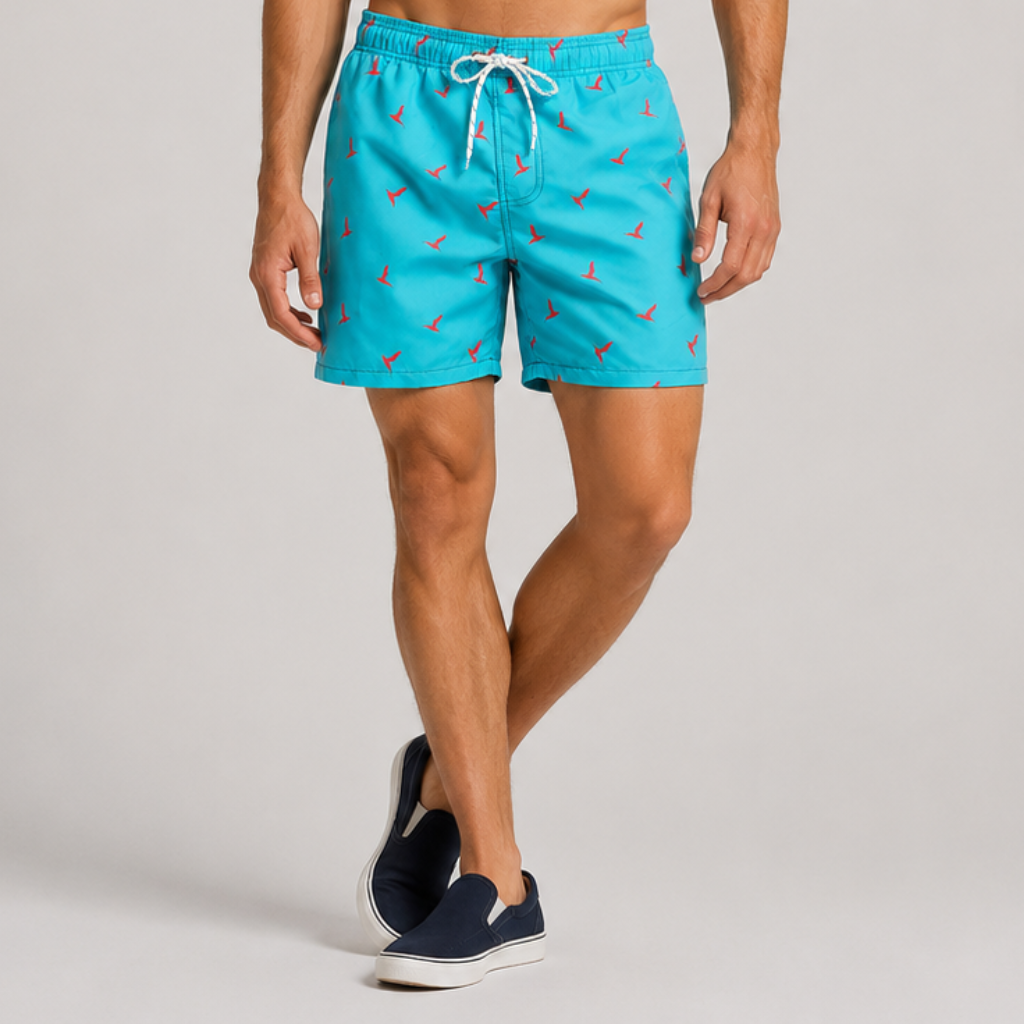 Wictor | Men's Swim Shorts – Quick-Dry with Tropical Flamingo Print