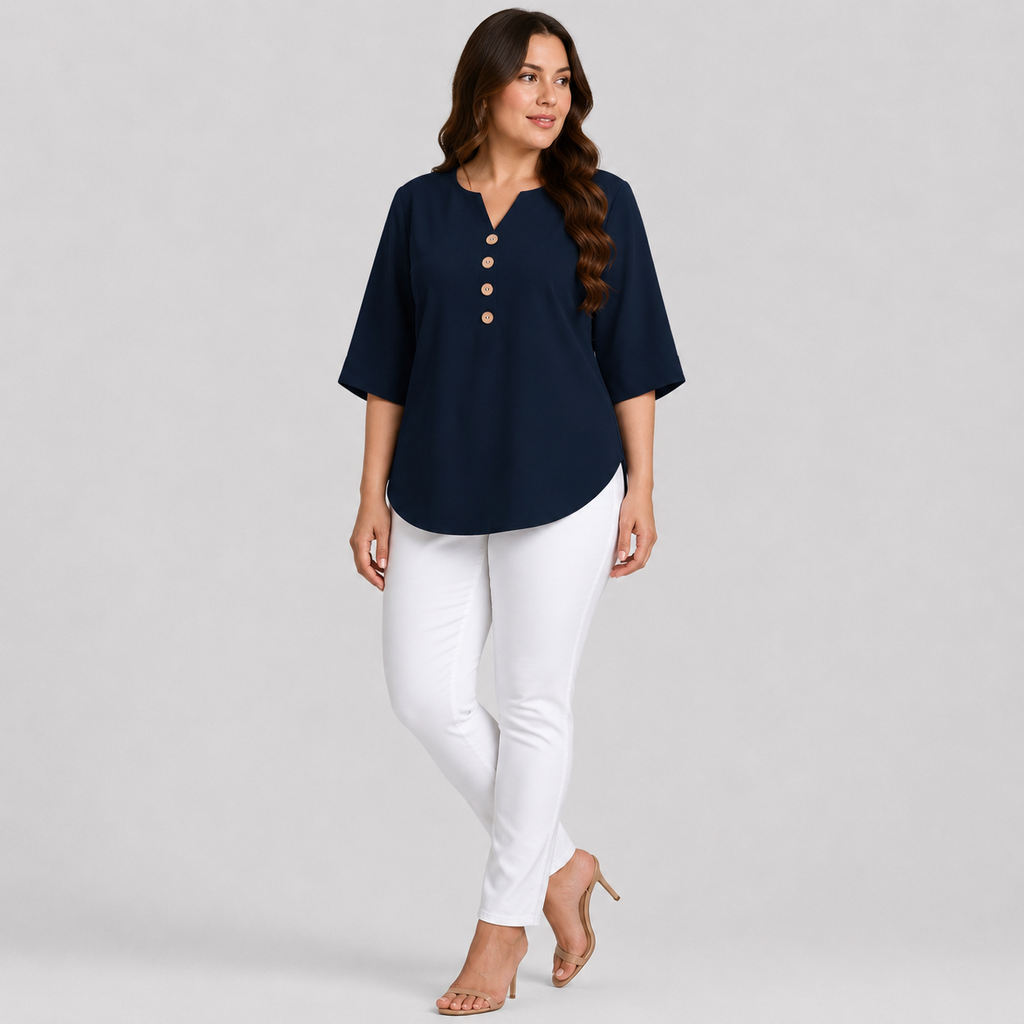 Alicja | Women's Plus Size Button-Up Blouse – Elegant Boho Shirt