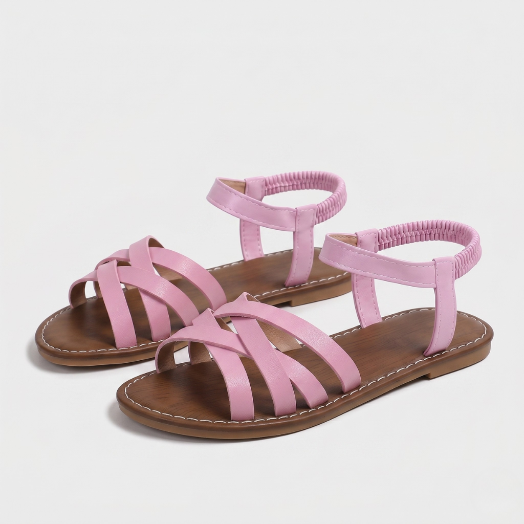 Shana | Women's Crossover Strap Sandals – Elastic Strap with Decorative Pearls