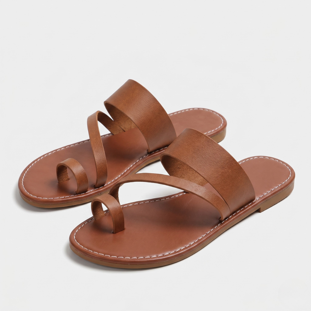 Hania | Women's Minimalist Slides – Open Toe with Toe Strap